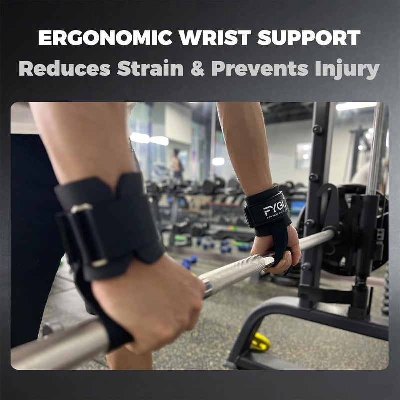 FYGL Cotton Lifting Straps with Neoprene Wrist Supports – Heavy-Duty Gym Wrist Straps for Weightlifting, Deadlift, Powerlifting & Workout – Enhanced Grip, Ergonomic Support for Men & Women - Image 4