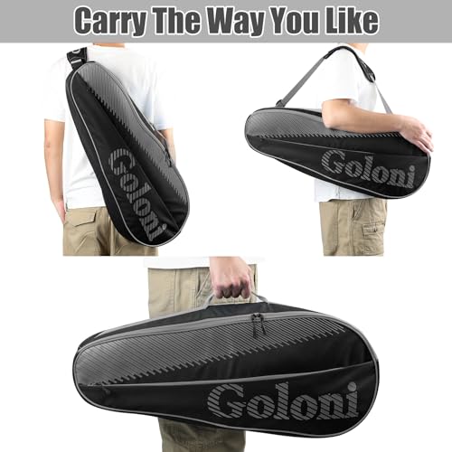 Goloni Tennis Bag 3-4 Racquets with Front Extral Pocket for Other Essentials,Tennis Rackets Bag with Removable Shoulder Strap,Grey - Image 5