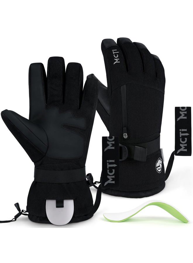 MCTi Pro Wrist Support Ski Gloves for Men, Winter Snowboard Gloves with Wrist Guard, Waterproof, 3M Thinsulate Warm, High Abrasion Resistance Black-L - Image 1