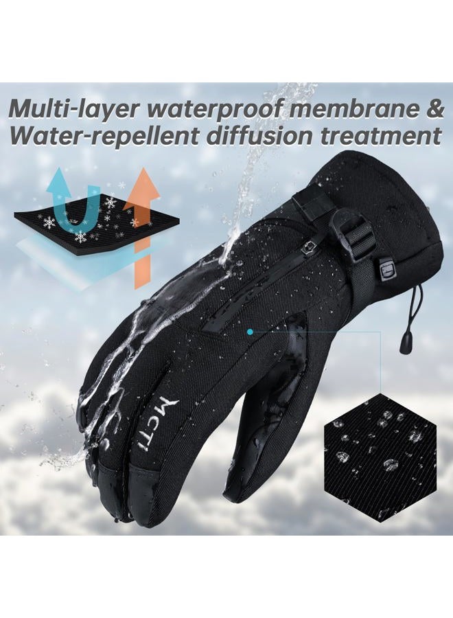 MCTi Pro Wrist Support Ski Gloves for Men, Winter Snowboard Gloves with Wrist Guard, Waterproof, 3M Thinsulate Warm, High Abrasion Resistance Black-L - Image 4