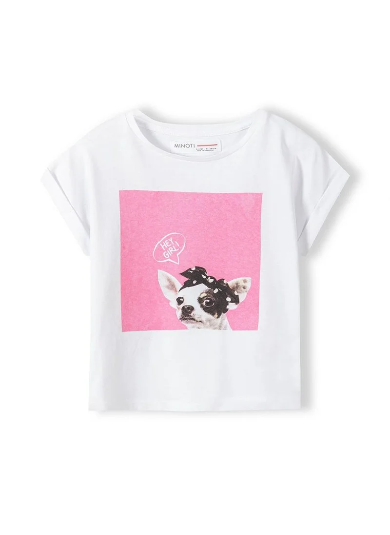 MINOTI Kids Girls Rolled sleeve T-shirt with print