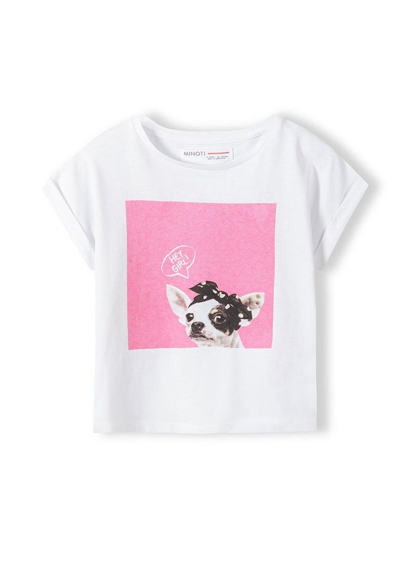 MINOTI Girls Short Sleeve T-Shirt with Front Print  - Image 2