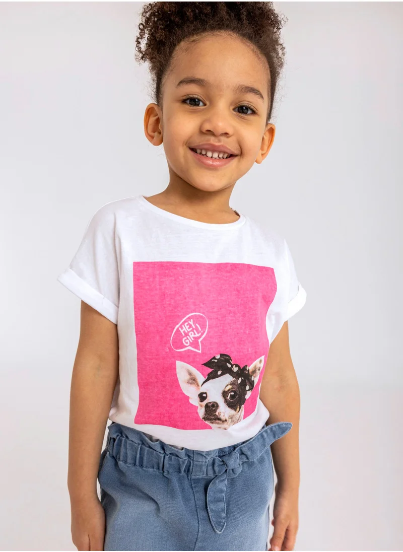 مينوتي Kids Rolled sleeve T-shirt with print