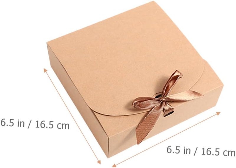 IMIKEYA 12pcs Kraft Paper Candy Boxes with Lids, Ribbon Bow Favor Packaging Boxes for Wedding, Shower, and Small Presents - Image 2