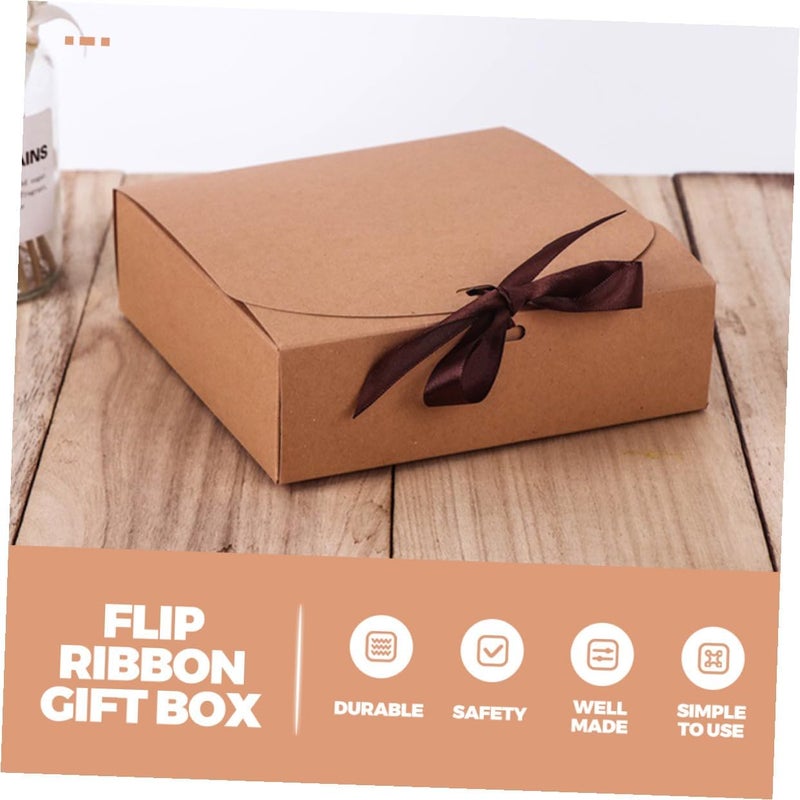 IMIKEYA 12pcs Kraft Paper Candy Boxes with Lids, Ribbon Bow Favor Packaging Boxes for Wedding, Shower, and Small Presents - Image 5