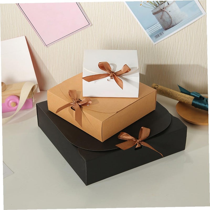 IMIKEYA 12pcs Kraft Paper Candy Boxes with Lids, Ribbon Bow Favor Packaging Boxes for Wedding, Shower, and Small Presents - Image 4