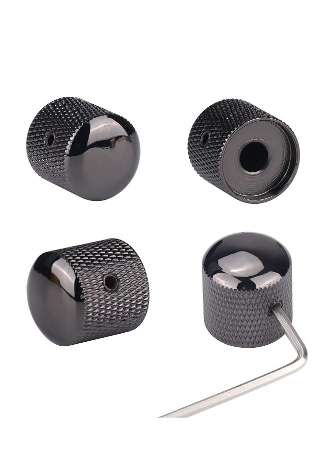 Generic 4Pcs Metal Guitar Knobs Volume Tone Control Knobs Dome Knobs with with Allen Keys Screws for Fender Telecaster Gibson Les Paul Electric Guitar Bass (Black)  - Image 1