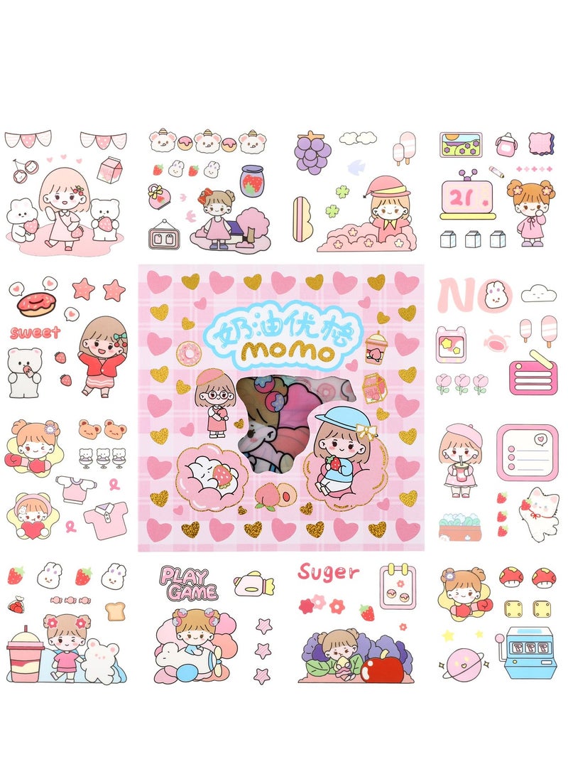 إكسفور مجموعة ملصقات لطيفة، 100 ورقة مقاومة للماء وملصقات Kawaii شفافة لطيفة، ملصقات كرتونية مزخرفة لحافظات الهاتف، وأجهزة الكمبيوتر المحمول، والحرف اليدوية، وسجل القصاصات، والمجلة، والدفتر  - Image 1