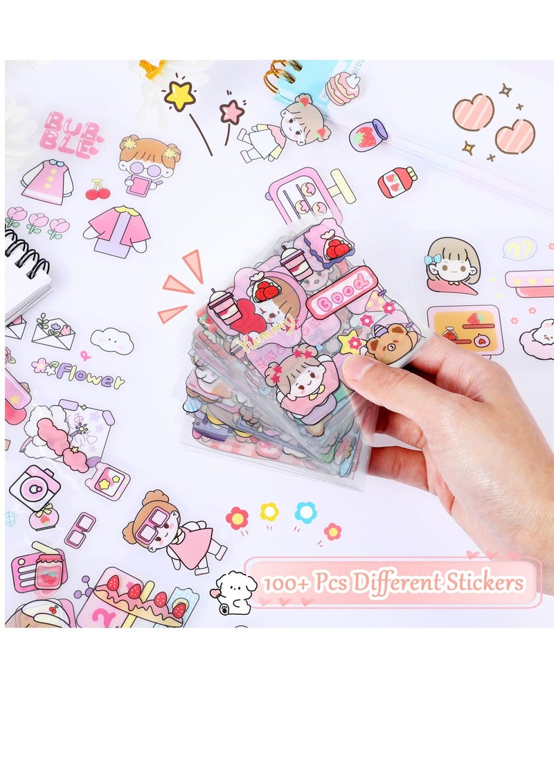 إكسفور مجموعة ملصقات لطيفة، 100 ورقة مقاومة للماء وملصقات Kawaii شفافة لطيفة، ملصقات كرتونية مزخرفة لحافظات الهاتف، وأجهزة الكمبيوتر المحمول، والحرف اليدوية، وسجل القصاصات، والمجلة، والدفتر  - Image 5