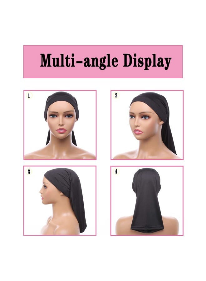 Leeven غطاء شعر مرن واسع من قطعتين وقبعة ضفائر طويلة للشعر الكامل، غطاء نوم - أسود - Image 4