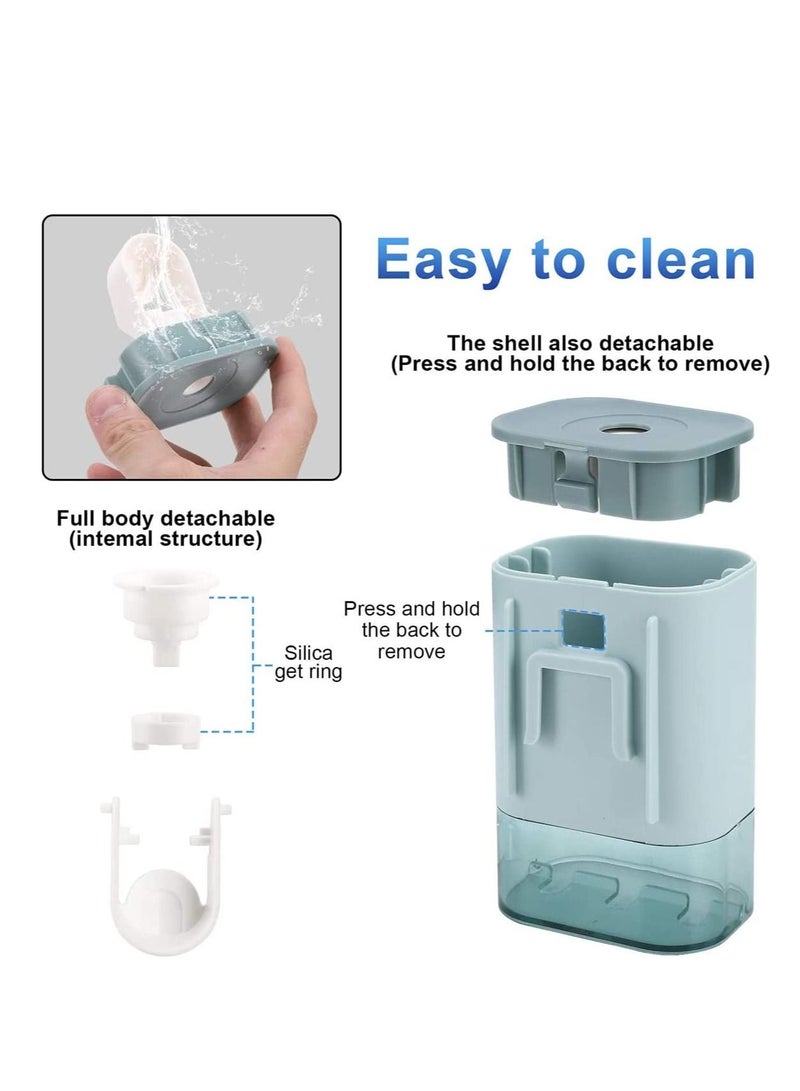 SYOSI Automatic Toothpaste Dispenser and Toothbrush Holder Set Wall-Mounted Dust Cover Squeezer Suitable for Bathroom Shower Holderkids for Family Washroom Restroom Kids Gift Blue  - Image 4