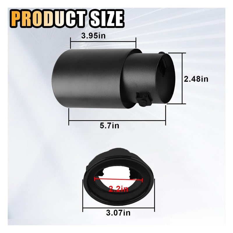 smilfuy Stainless Steel Car Exhaust Tip, 2.5" to 3.3" Adjustable Chrome-Plated Finish Exhaust Tailpipe, Car Exhaust Pipe Modification Tail Throat Tail Pipe, Fit for Most Cars (Straight, Black) - Image 2