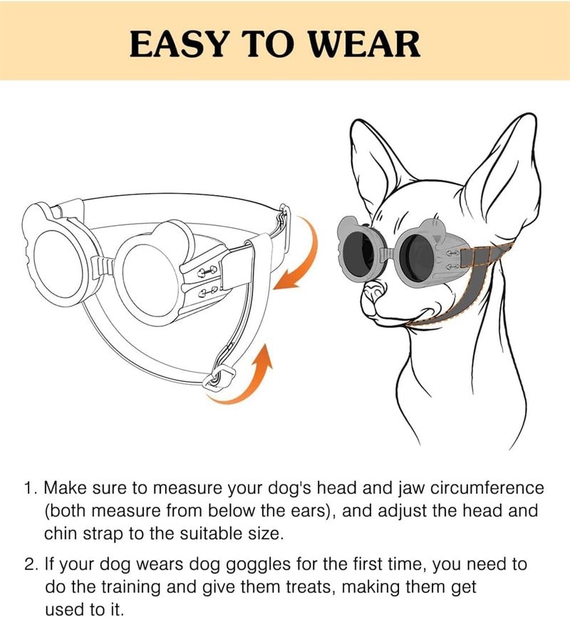 Small Dog Sunglasses, UV Protection Goggles with Adjustable Strap, Anti-Fog, Windproof Eyewear for Pet Dogs, Pet dress up, pet cool cosplay, Black - Image 5