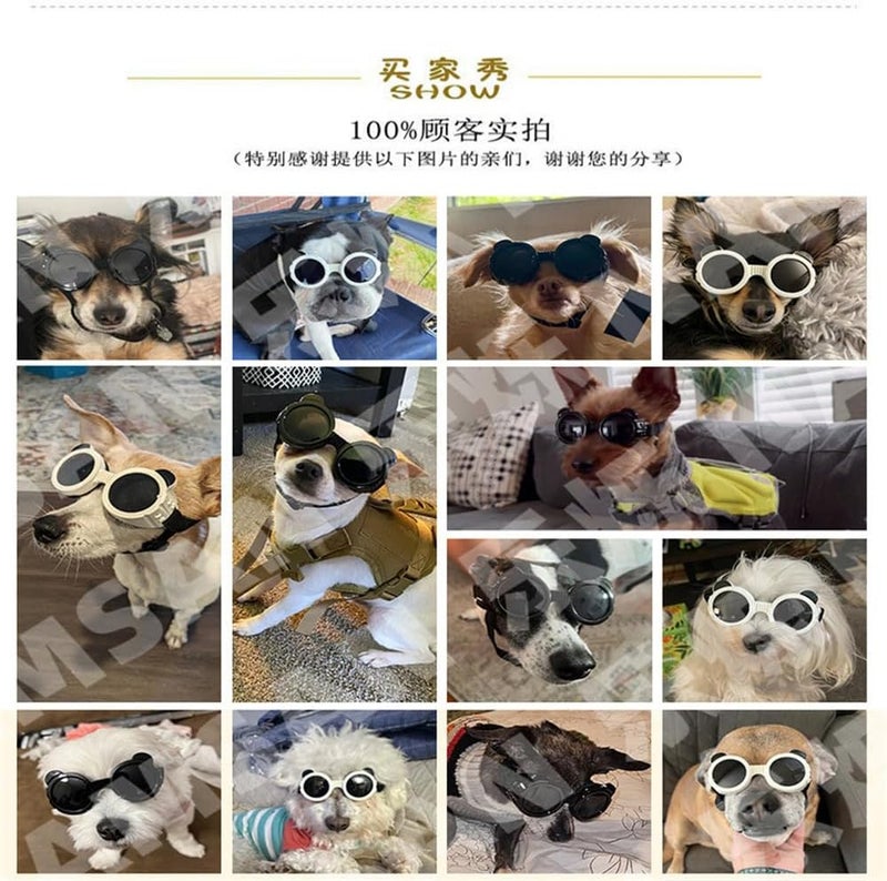 Small Dog Sunglasses, UV Protection Goggles with Adjustable Strap, Anti-Fog, Windproof Eyewear for Pet Dogs, Pet dress up, pet cool cosplay, Black - Image 2