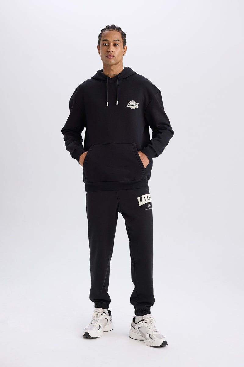 DeFacto Man DeFactoFit NBA Los Angeles Lakers Boxy Fit Hooded Thick Sweatshirt  - Image 4