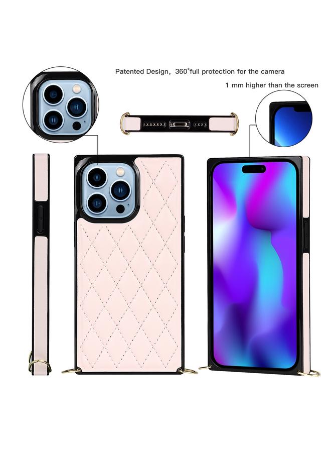 erorex Case For iPhone 14 Pro Crossbody Rhombic Microfiber Leather Phone Case - Image 2