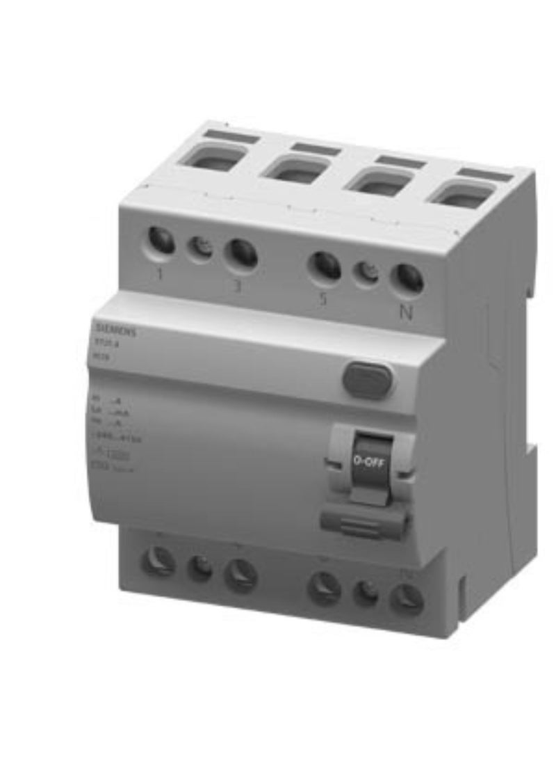 Siemens 5TJ Residual Current Circuit Breaker (RCCB), 4-Pole, 40A, 30mA, Type AC - (Model-5TJ7344-0)