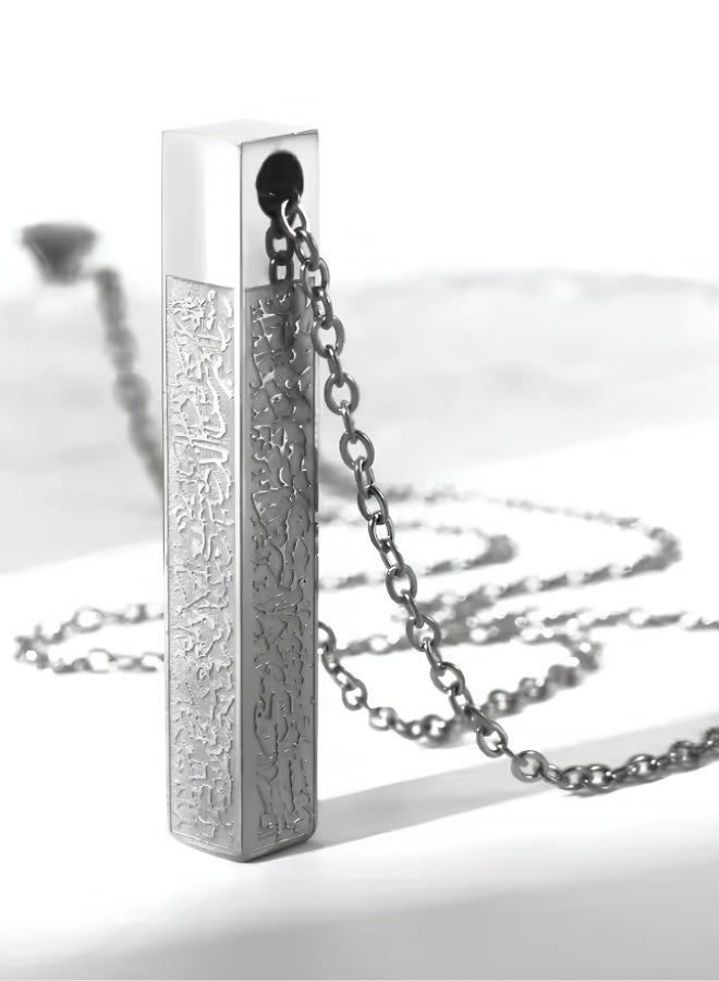 aeen Silver Ayatul Kursi Islamic Cube Pendant Necklace for Men & Women | Arabic Calligraphy Muslim Jewelry | Car Hanging & Gift for Eid - Image 2