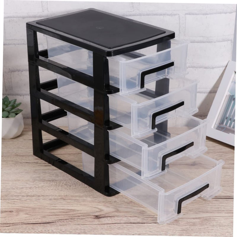 Four Layer Plastic Drawer Organizer Medium Storage Cabinet 40x24x17 Black - Image 3