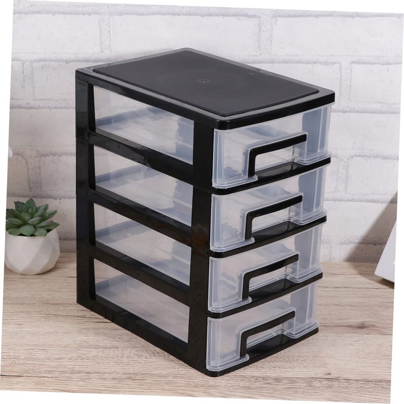 Four Layer Plastic Drawer Organizer Medium Storage Cabinet 40x24x17 Black - Image 5