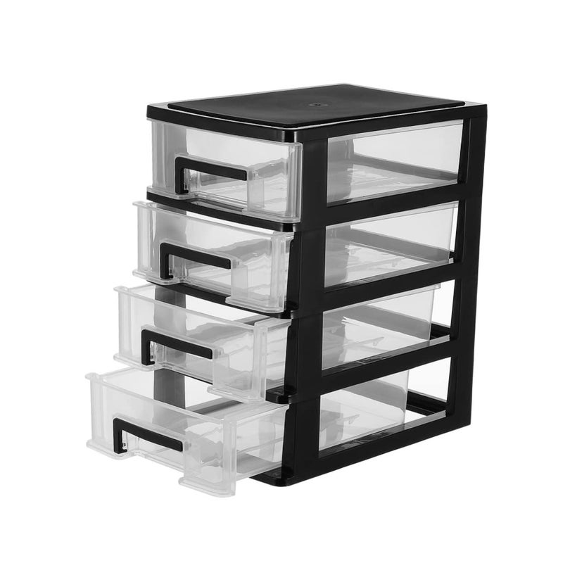 Four Layer Plastic Drawer Organizer Medium Storage Cabinet 40x24x17 Black - Image 2