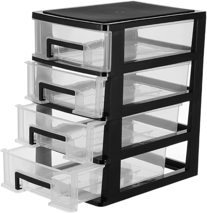 Four Layer Plastic Drawer Organizer Medium Storage Cabinet 40x24x17 Black - Image 1