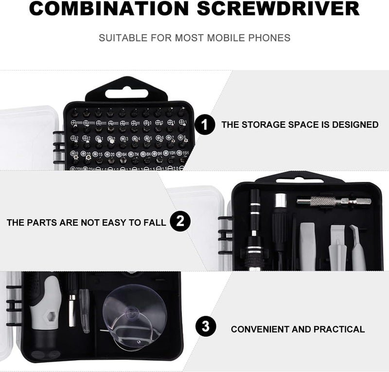 كلاراكو مجموعة أدوات إصلاح الهواتف المحمولة من كلاركو 115، مجموعة مفكات النظارات، مجموعة أدوات إصلاح رئيسية، مجموعة مفكات براغي صغيرة متعددة الوظائف، أداة تفكيك الساعات المصنوعة من فولاذ الكروم والفاناديوم - Image 4