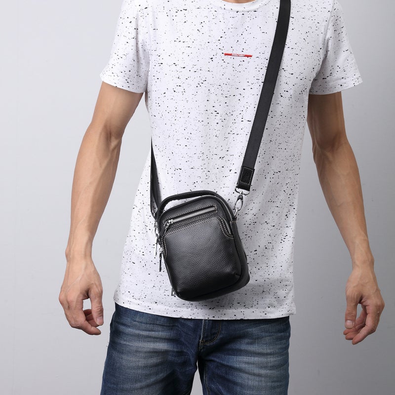 New Genuine Leather Men'S Shoulder Bag Mini Multifunctional Crossbody Bag Top Layer Cowhide Small Bag Men'S Satchel Small Backpack - Image 3