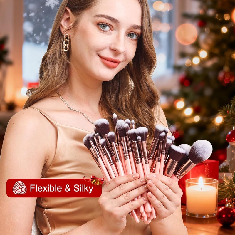 30Pcs Professional Deluxe Makeup Brushes Set with Extra Large Holder Case - Image 2