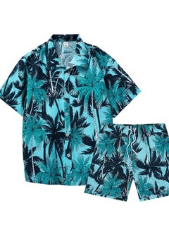 Loquat Men's Casual Beach Suit Seaside Holiday Wind Sports Loose Short Sleeve Shirt Beach Shorts Printed Short Sleeve Shirt Suit  - Image 2