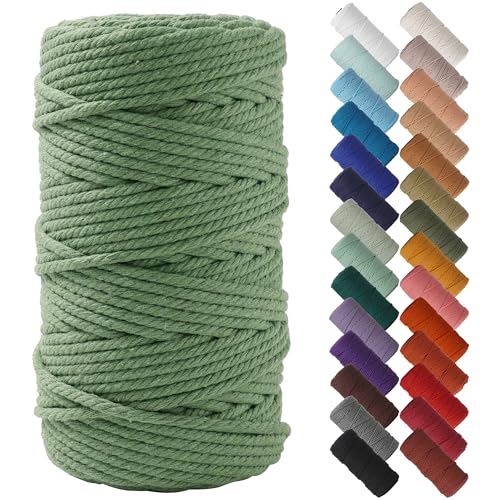 NOANTA Avocado Green Macrame Cord 4mm x 109yards Colored Macrame Rope Cotton Cord Macrame Yarn Colorful Cotton Craft Cord for Wall Hanging Plant Hangers Crafts Knitting - Image 1
