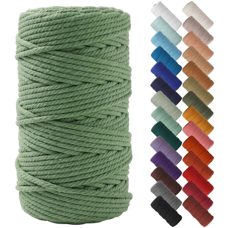 NOANTA Avocado Green Macrame Cord 4mm x 109yards Colored Macrame Rope Cotton Cord Macrame Yarn Colorful Cotton Craft Cord for Wall Hanging Plant Hangers Crafts Knitting - Image 3