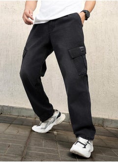 Hubberholme Mid Rise Relaxed Fit Cargo Jeans by Styli  - Image 1