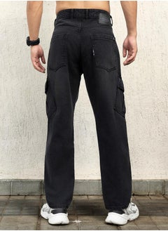 Hubberholme Mid Rise Relaxed Fit Cargo Jeans by Styli  - Image 2