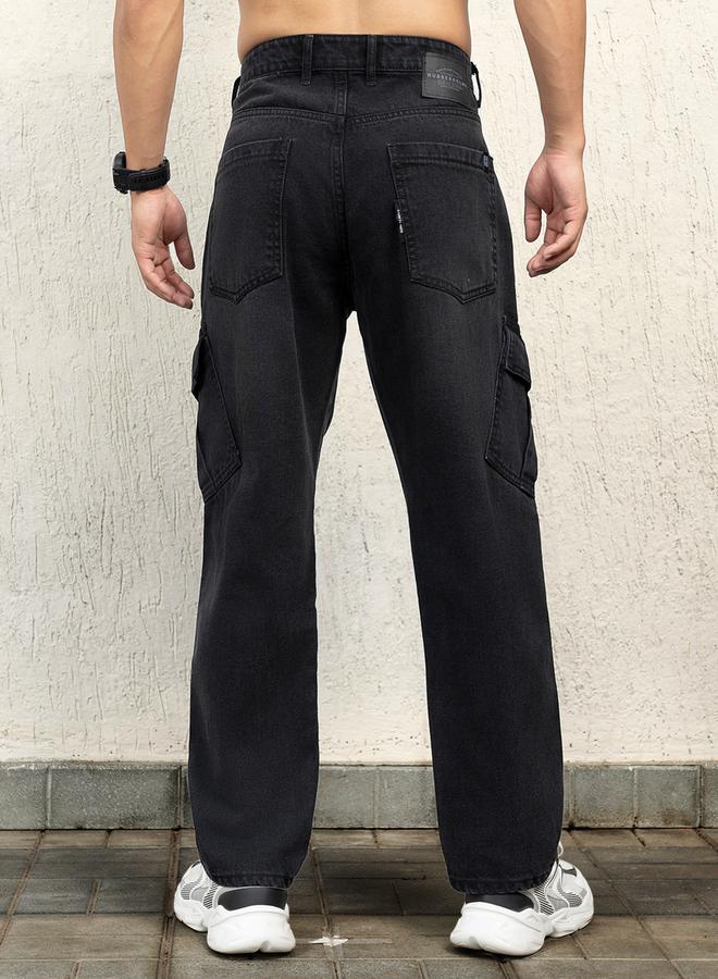 Hubberholme Mid Rise Relaxed Fit Cargo Jeans by Styli - Image 2