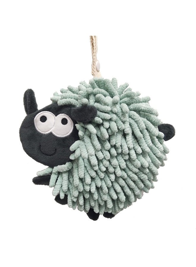 Sheep Funny Hand Towels for Bathroom Kitchen - Cute Decorative Sheep Decor Hanging Washcloths Face Towels Super Absorbent Soft  (Green)  - Image 1