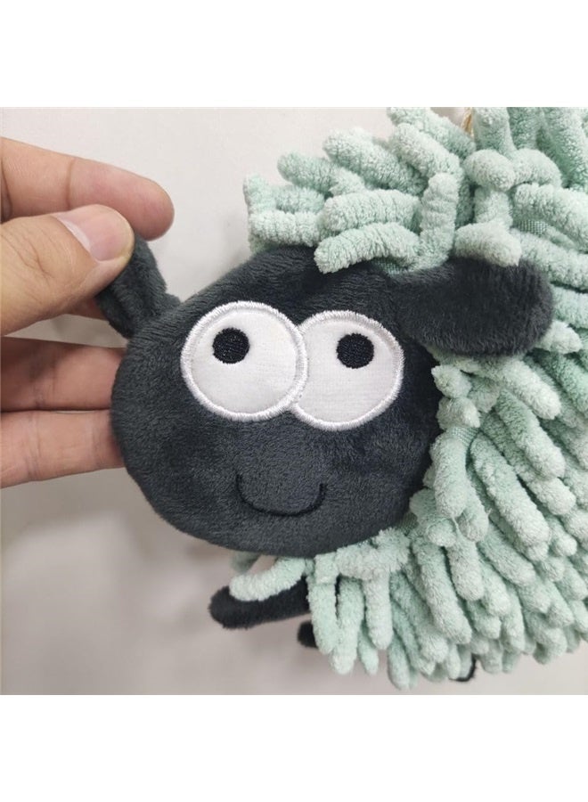 Sheep Funny Hand Towels for Bathroom Kitchen - Cute Decorative Sheep Decor Hanging Washcloths Face Towels Super Absorbent Soft  (Green)  - Image 4
