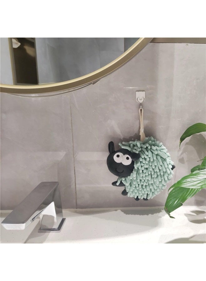 Sheep Funny Hand Towels for Bathroom Kitchen - Cute Decorative Sheep Decor Hanging Washcloths Face Towels Super Absorbent Soft  (Green)  - Image 5