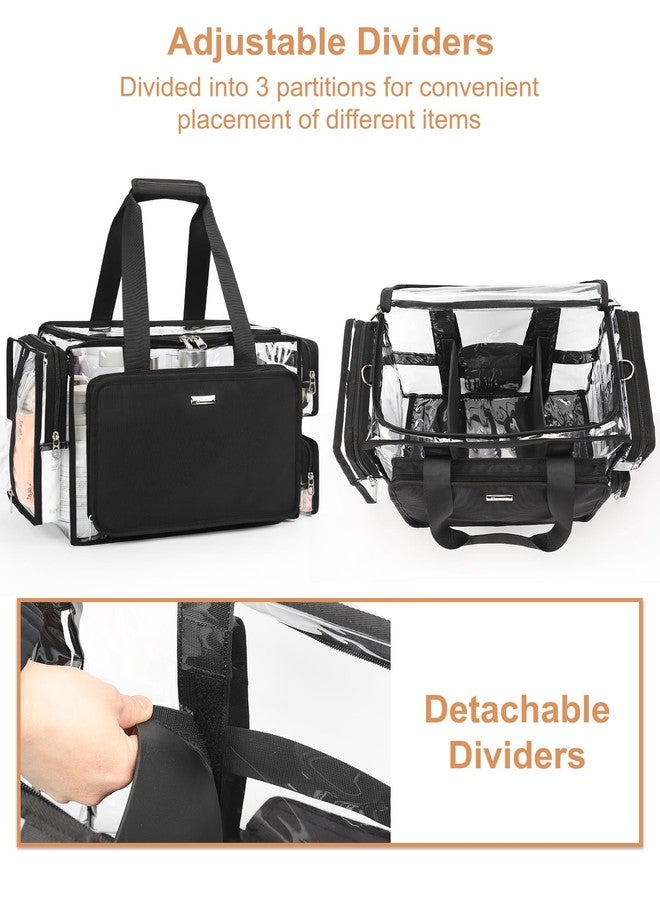 Relavel Clear Makeup Bag Extra Large Makeup Artist Kit Set, Cosmetic Storage Organizer Hair Stylist Travelling Bag, Transparent Tote Duffle Beach Toiletry Bag with Adjustable Dividers & Shoulder Strap - Image 3