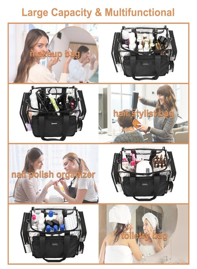 Relavel Clear Makeup Bag Extra Large Makeup Artist Kit Set, Cosmetic Storage Organizer Hair Stylist Travelling Bag, Transparent Tote Duffle Beach Toiletry Bag with Adjustable Dividers & Shoulder Strap - Image 5