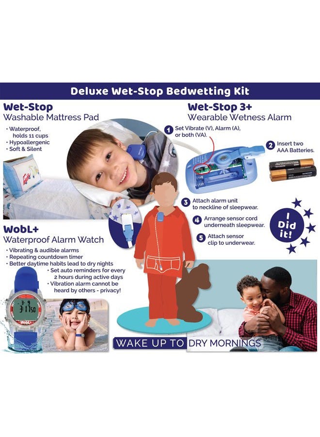 Wet-Stop Deluxe Bedwetting Kit Bedwetting Alarm, WobL+ Waterproof Watch, Waterproof Mattress Pad - Image 2