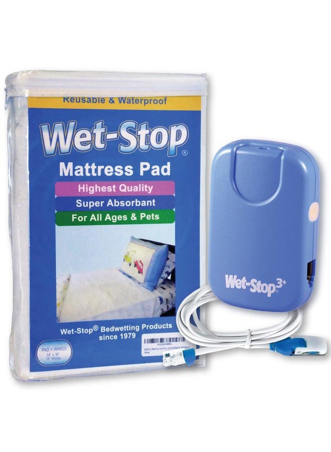 Wet-Stop Deluxe Bedwetting Kit Bedwetting Alarm, WobL+ Waterproof Watch, Waterproof Mattress Pad - Image 1