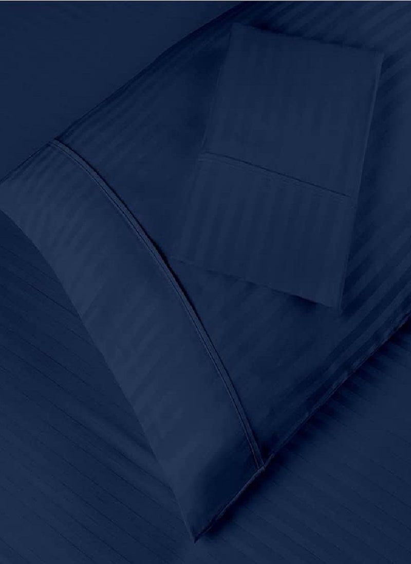 Blueberry Cotton Queen Striped Fitted Elastic Pack of 3 Bedsheet 180x200+20cm  - Image 5