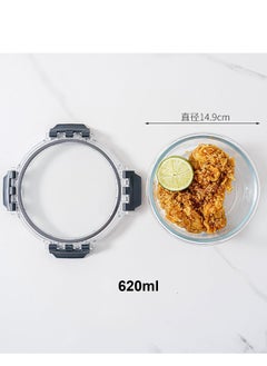 TYCOM Tycom Glass Meal Prep Containers (3 pcs Round) - Glass Food Storage Containers with Lids, Glass Lunch Box, Portion Control, Airtight, Glass Bento Box Lunch Containers- 3P Round Black  - Image 3