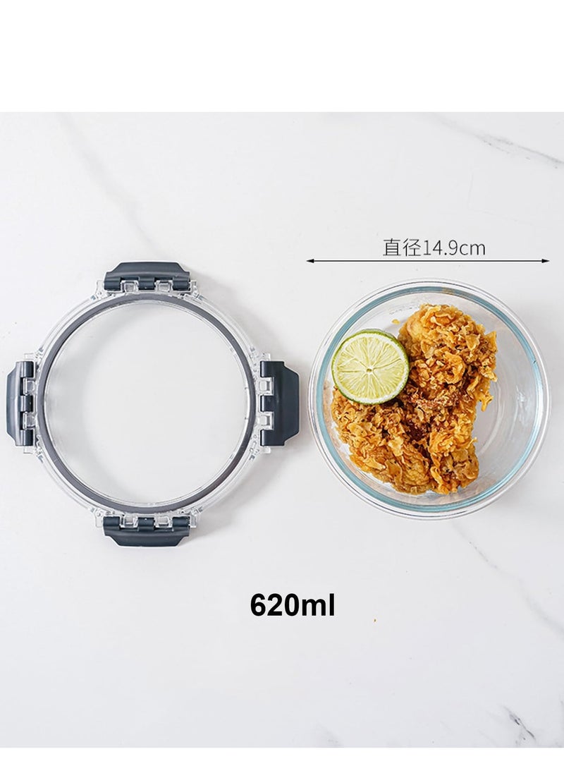 TYCOM - Tycom Glass Meal Prep Containers (3 pcs Round) - Glass Food Storage Containers with Lids, Glass Lunch Box, Portion Control, Airtight, Glass Bento Box Lunch Containers- 3P Round Black - Image 1