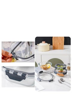 TYCOM Tycom Glass Meal Prep Containers (3 pcs Round) - Glass Food Storage Containers with Lids, Glass Lunch Box, Portion Control, Airtight, Glass Bento Box Lunch Containers- 3P Round Black  - Image 5