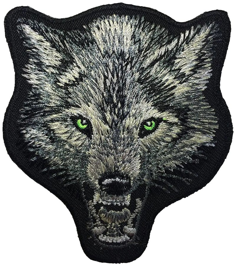 Daily Crafts Daily Crafts 1 Pack Iron on Patches Sew On Applique Patches Wild Animal Embroidery Applique Patch for Clothes Backpacks TShirt Jeans Skirt Vests Scarfs Wolf  - Image 1