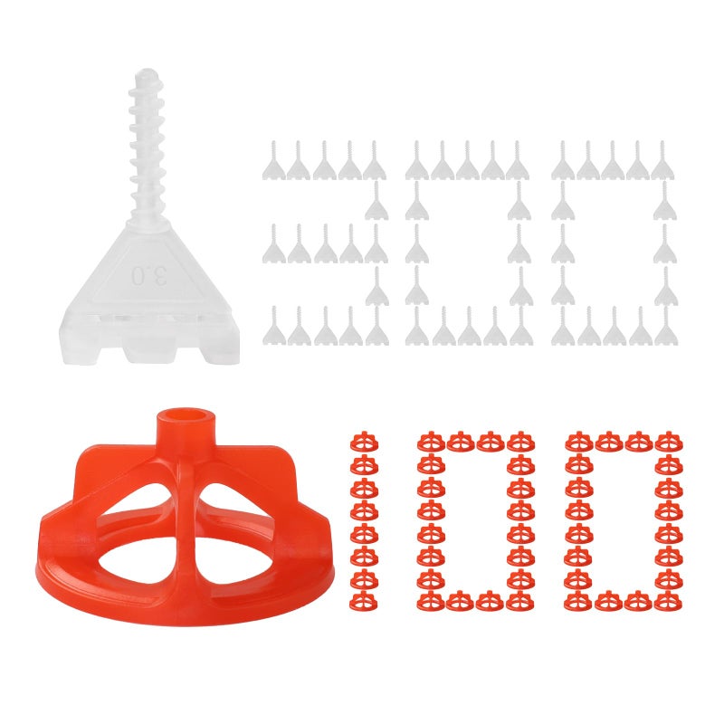 DGSL Tile Leveling System 1/8", 300 Pcs Tile Spacers and 100 Pcs Red Cap, Tile Spacers Leveling System for Professional Ceramic Tile and Stone Installation, Precision Gap Control - Image 1