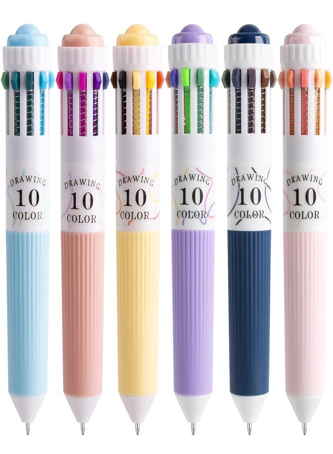 Joyask 6 Park Multicolor Pens, 10-in-1 Colored Ballpoint Pen, 57 Colors, 0.8mm Fine Point Smooth Writing, Retractable Ballpoint Pens for Office School Students Children - Image 1