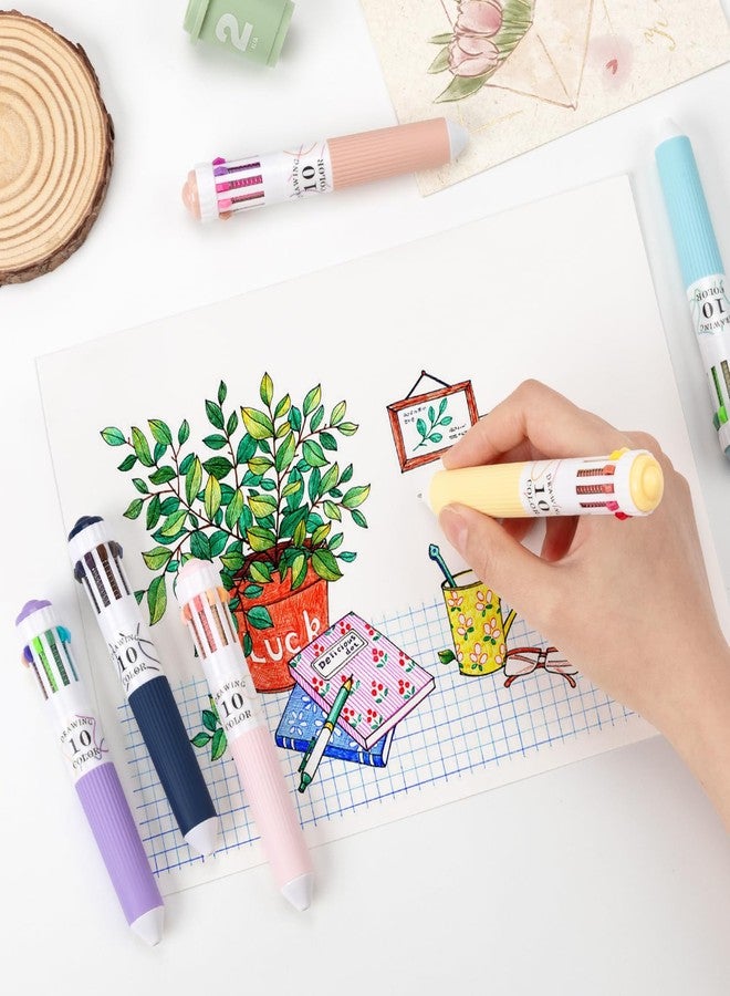 Joyask 6 Park Multicolor Pens, 10-in-1 Colored Ballpoint Pen, 57 Colors, 0.8mm Fine Point Smooth Writing, Retractable Ballpoint Pens for Office School Students Children - Image 2